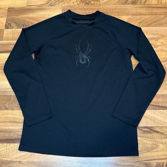 Spyder Youth Youth XL/18 Debossed Long Sleeve‎ Thermal Shirt Black On Black - Picture 1 of 4